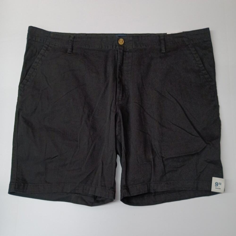 George Twill Shorts Men's Size 44 Black Flat Front 9" Inseam